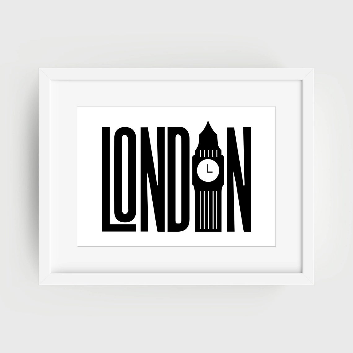 London England Big Ben Clock Tower Bold Typography Travel Poster - Image 3