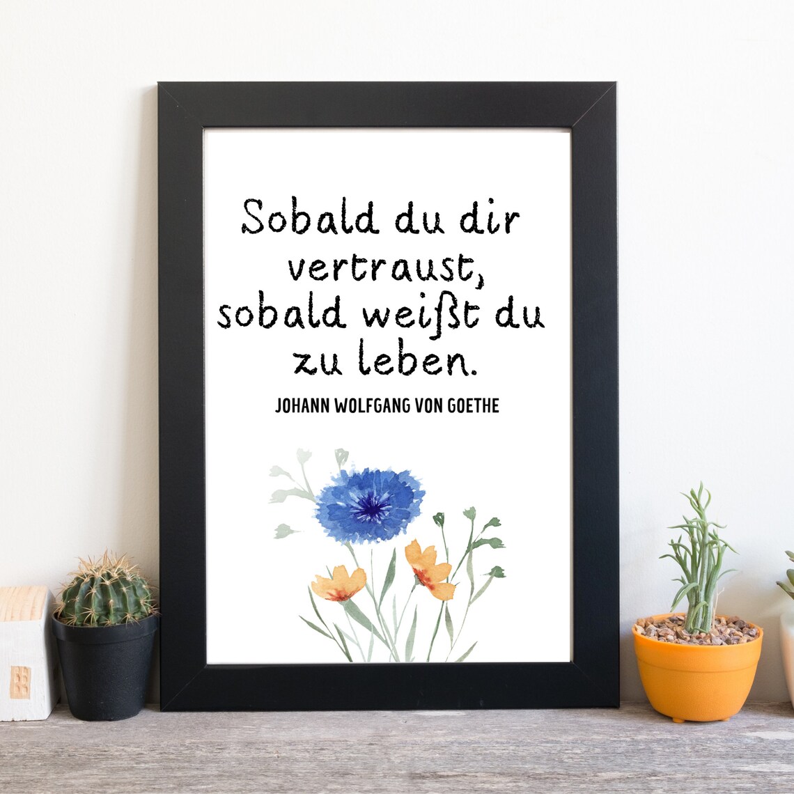 Trust Yourself Goethe Quote Watercolor Wildflower Inspirational Saying Poster - Image 3