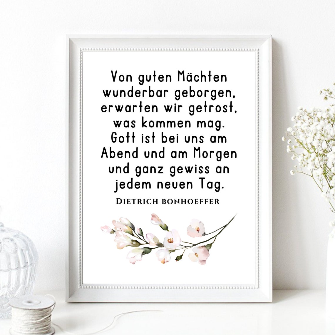 Din A4 Art Print Without Frame Saying Bonhoeffer Wonderfully Sheltered By Good Powers Faith God Baptism Confirmation Communion Image - Image 2