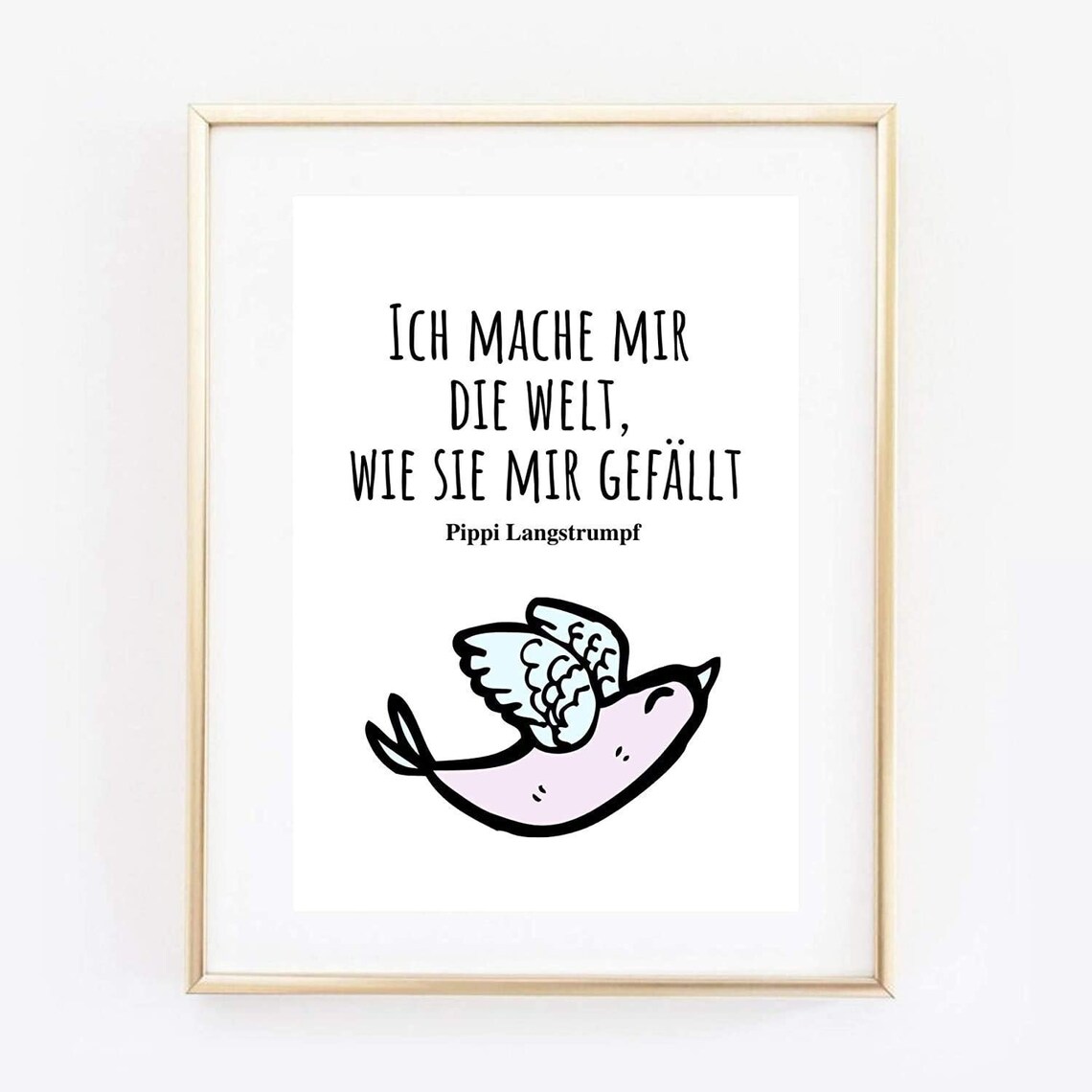 Pippi Longstocking Quote Bird Illustration Kids Room Art Print