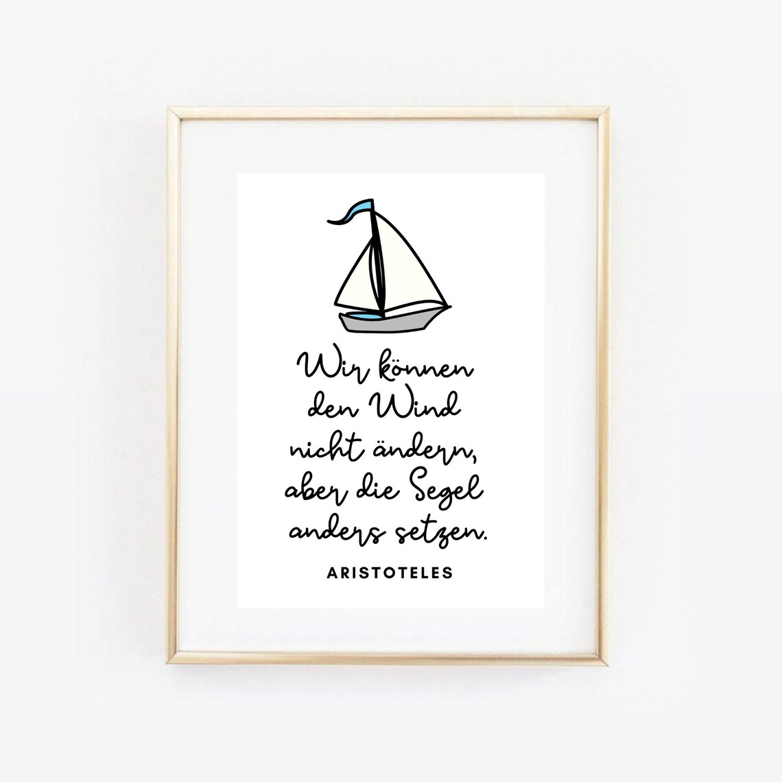 Aristotle Wind Sails Quote Print Sailboat Line Art Minimalist Wall Poster - Image 2