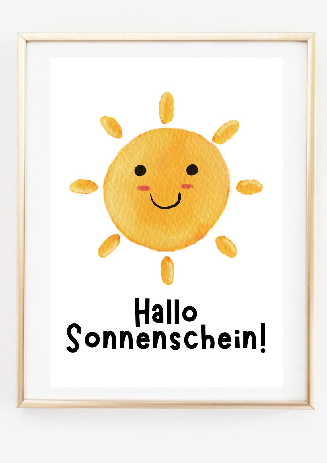 Hello Sunshine Smiling Watercolor Sun Kids Nursery Wall Art Print - Image 3