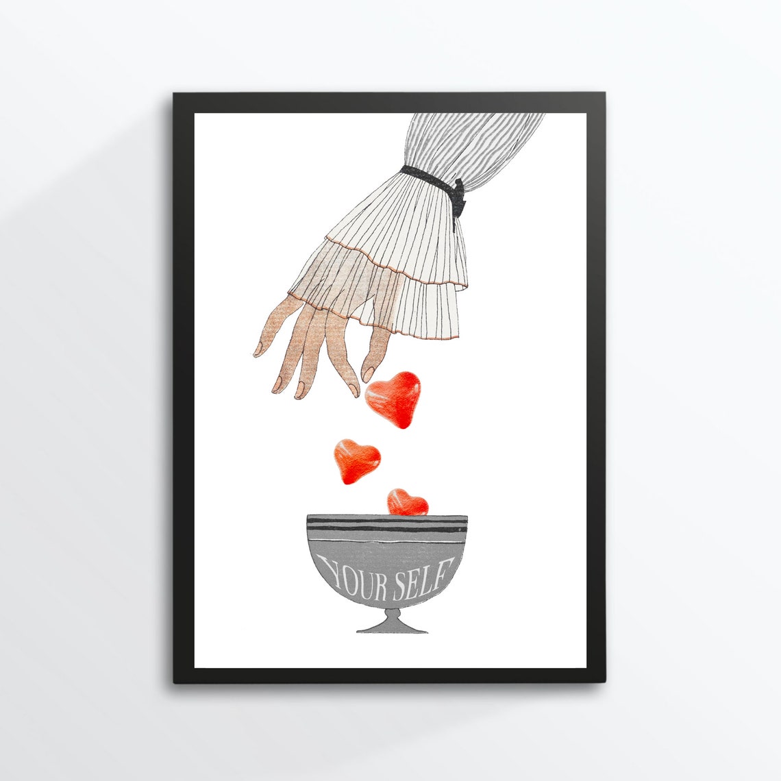 Self Love Hearts in Your Self Goblet Hand Illustration Art Poster - Image 3