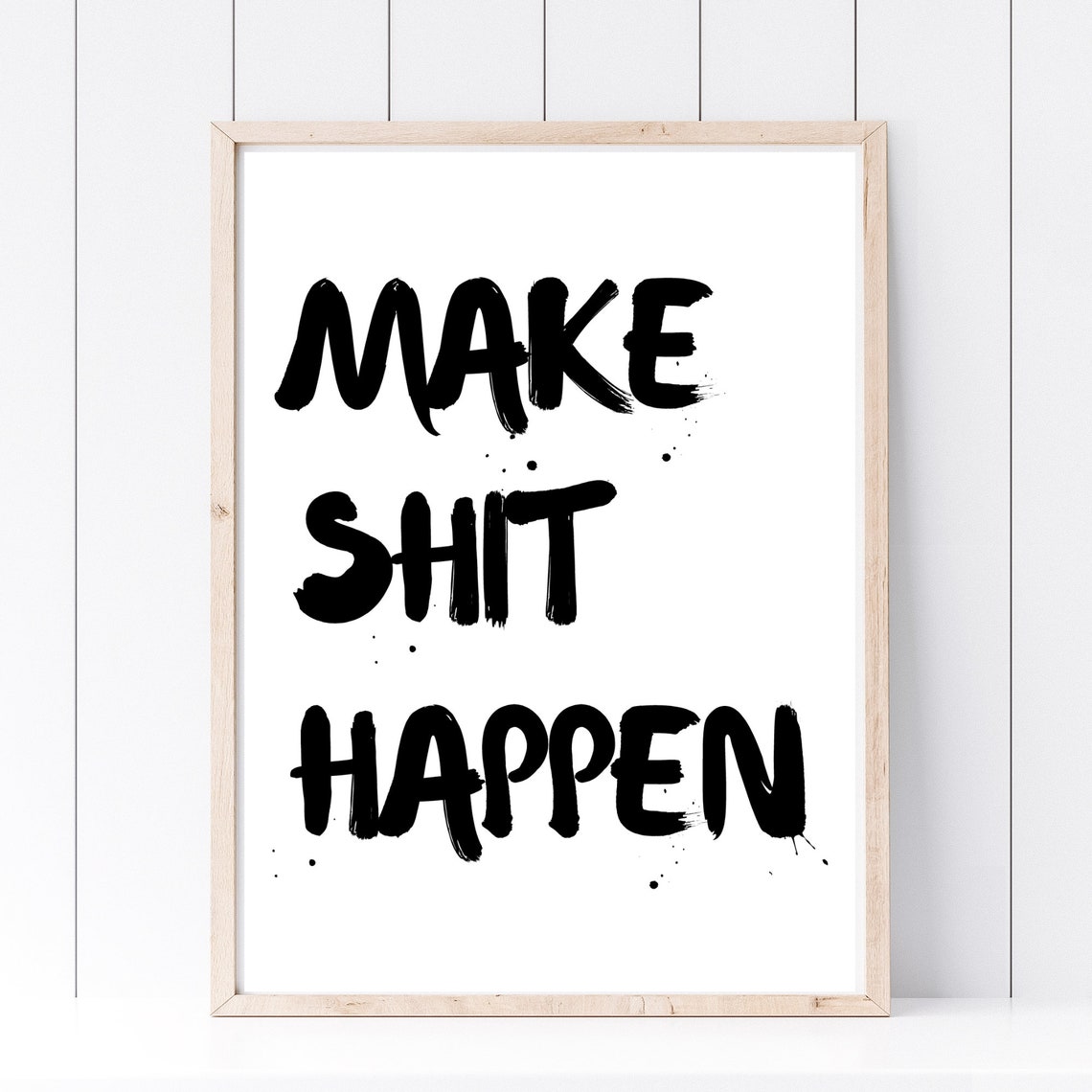 Make Shit Happen Bold Brush Lettering Funny Bathroom Quote Wall Art - Image 2