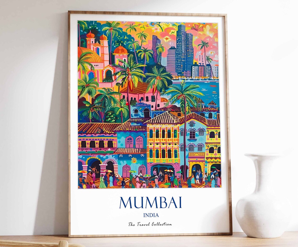 Mumbai Travel Poster, South Asia Decor Gift