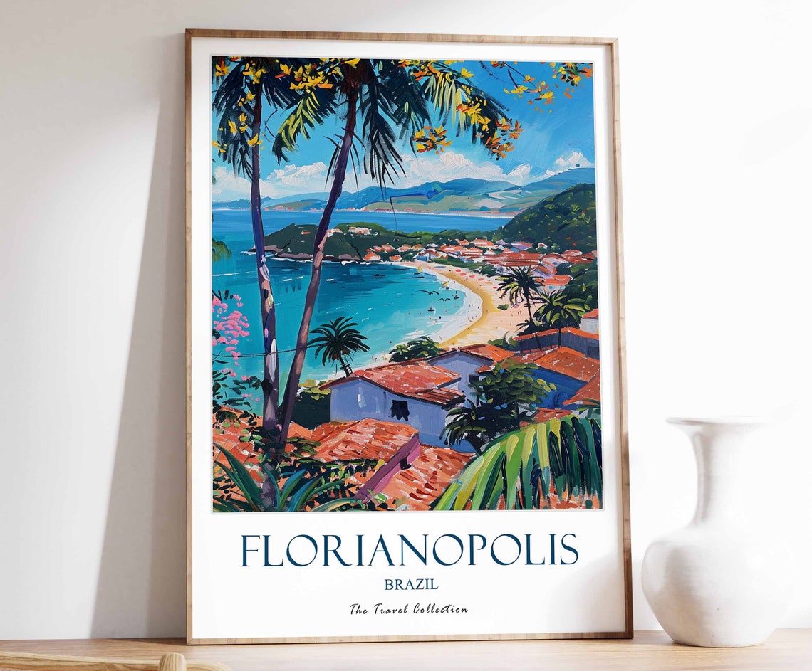 Florianopolis Brazil Beach Bay Tropical Travel Collection Poster