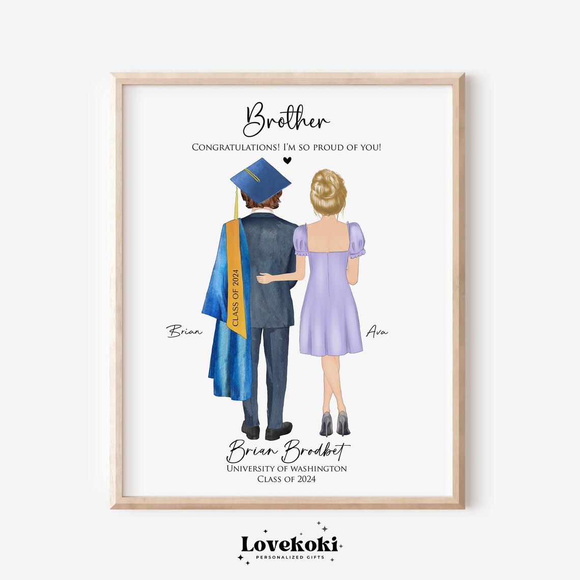 Brother Graduation Class Of 2024 University Washington Portrait Poster