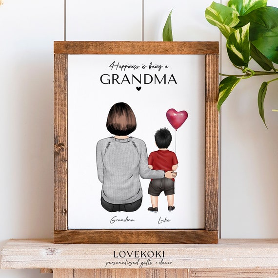 Personalized Mothers Day Grandma Gift Birthday Gift From Granddaughter Custom Grandmother Wall Art Grandkids Print Custom Family Drawing