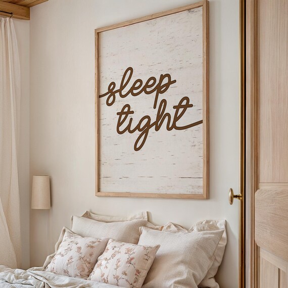 Sleep Tight Rustic Brown Script Cozy Farmhouse Bedroom Quote Poster