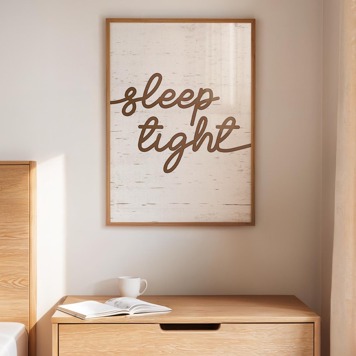 Sleep Tight Rustic Brown Script Cozy Farmhouse Bedroom Quote Poster - Image 4