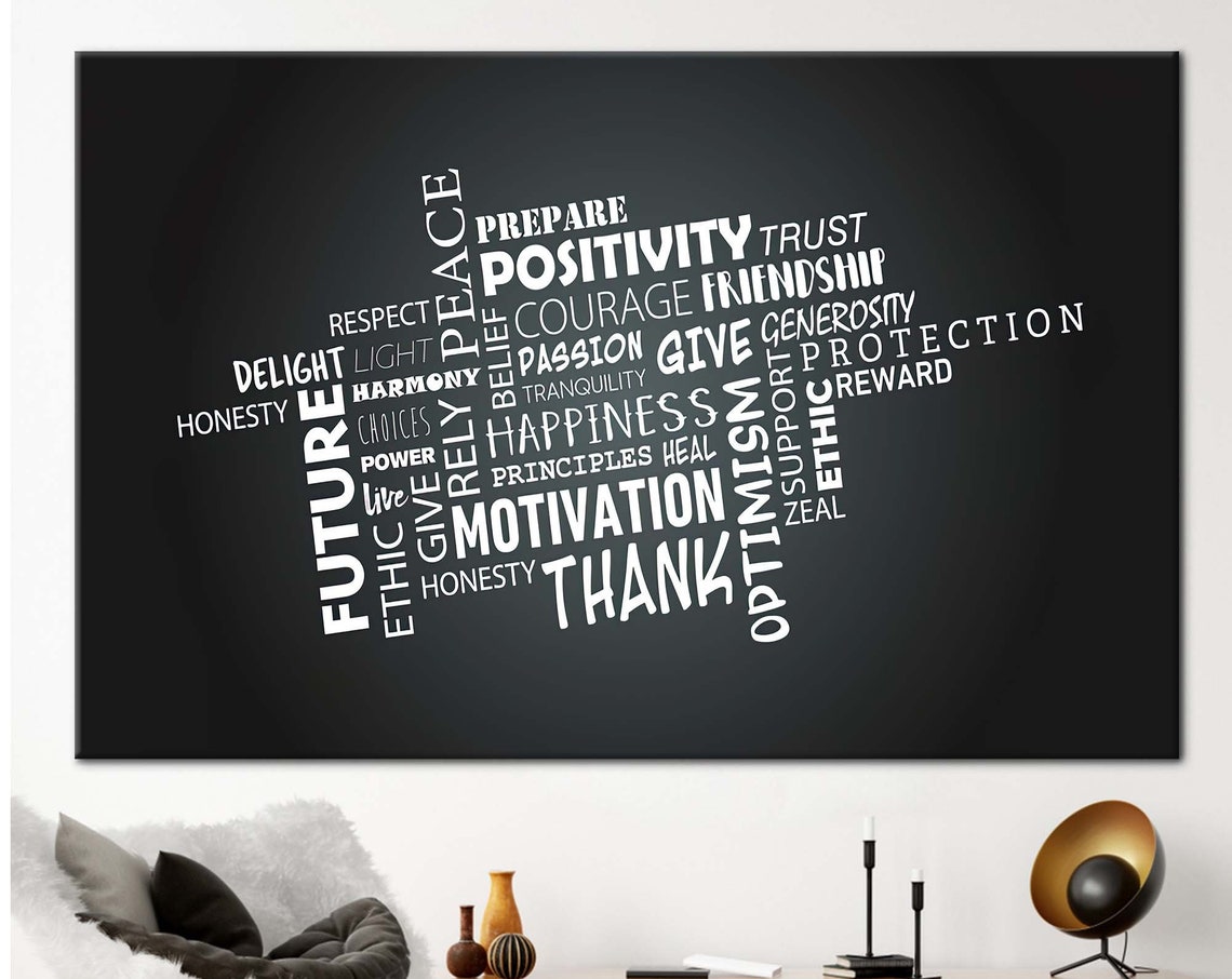 Positivity Word Cloud Dove Inspirational Motivational Wall Art