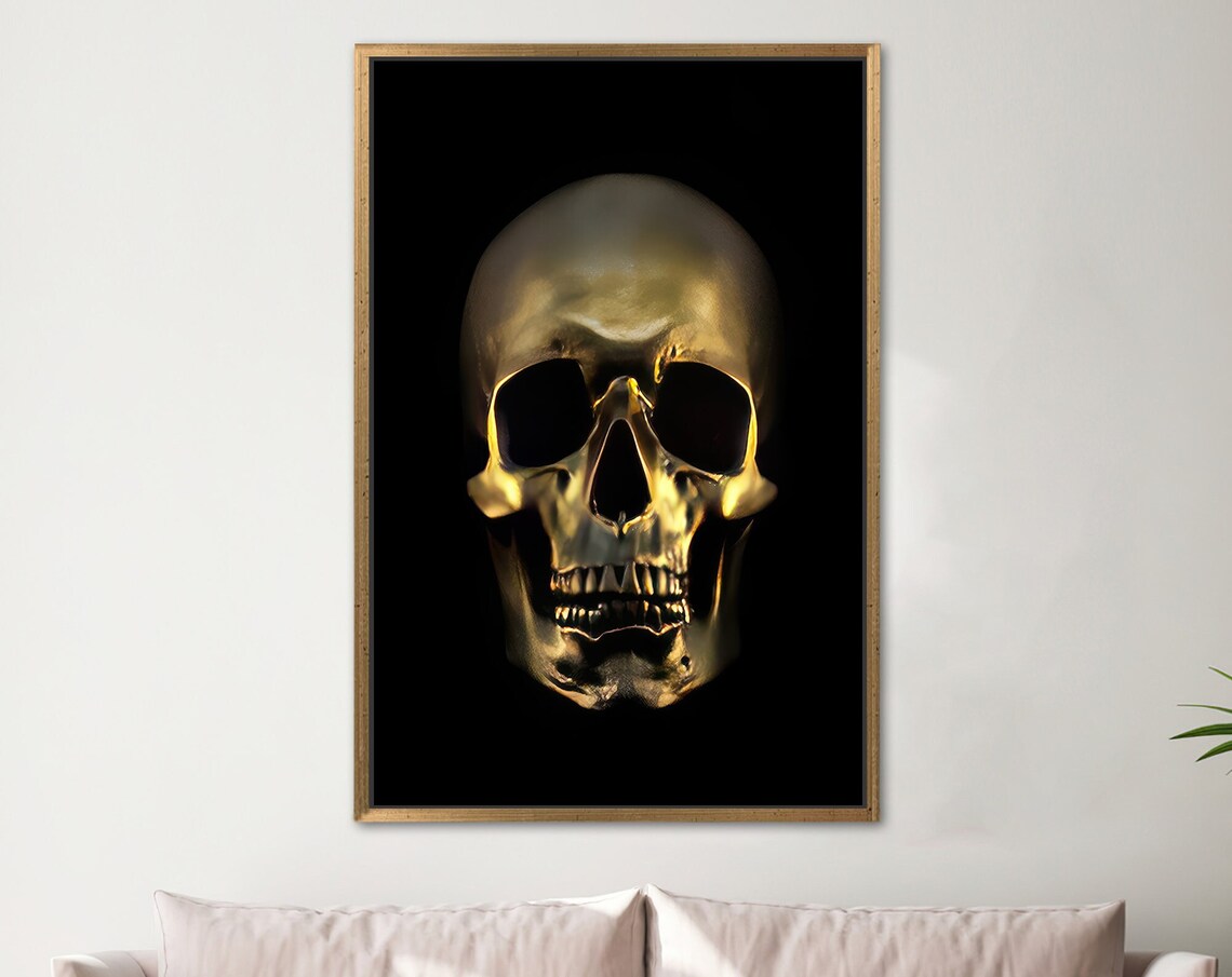 Modern Poster Golden Skull Canvas Gold Halloween Decor Art Loft Room Home Decoration