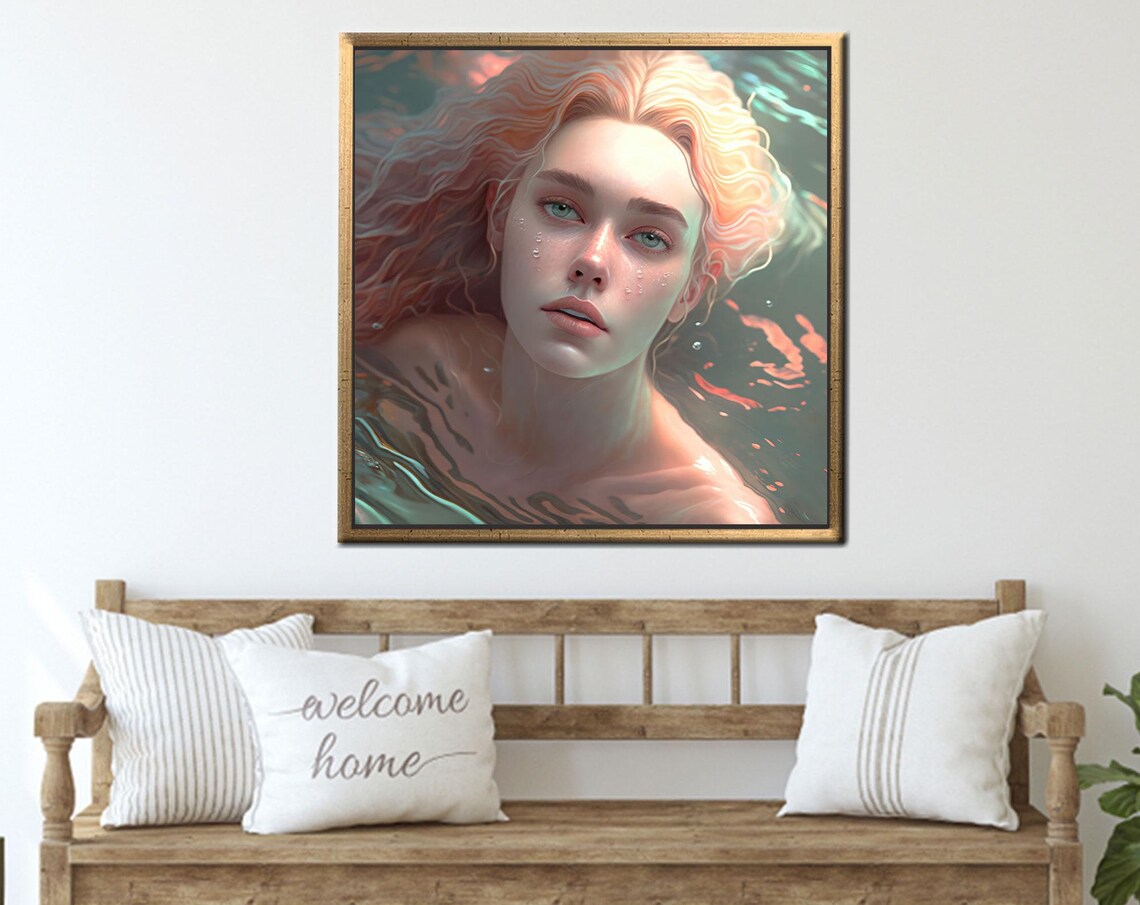 Ethereal Woman Underwater Fantasy Portrait Swirling Water Poster