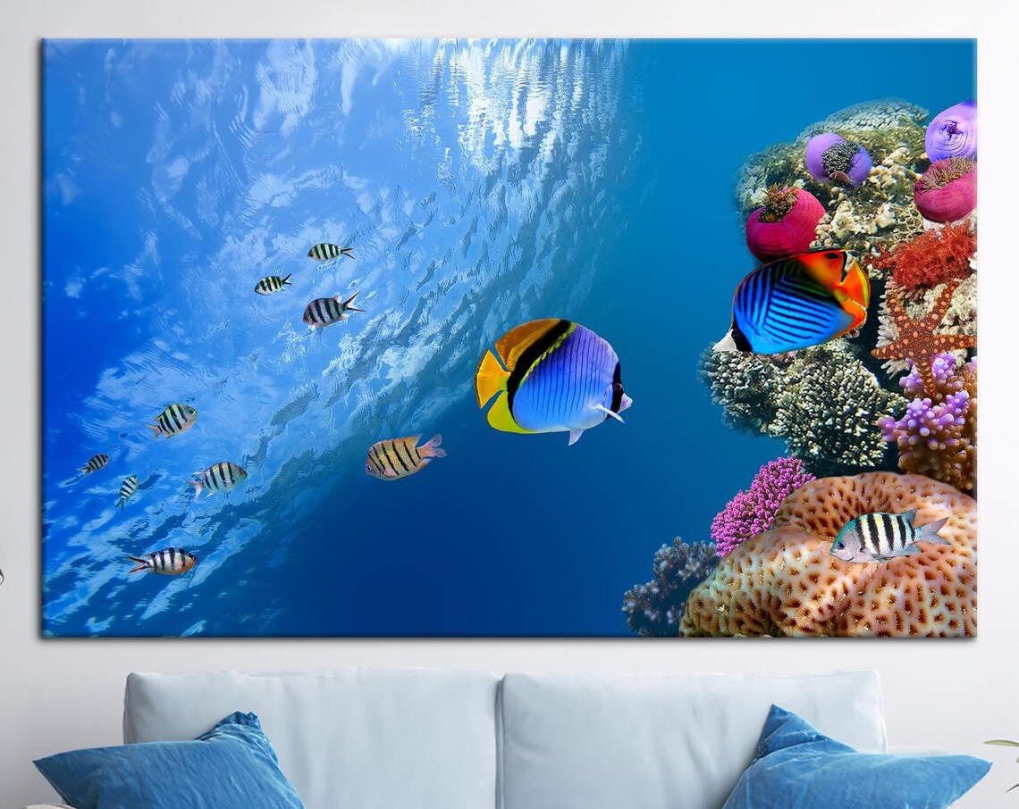 Tropical Fish Underwater Art Print, Ocean Seascape
