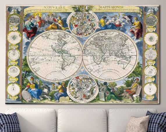 Vintage World Map Poster, Classroom Art
