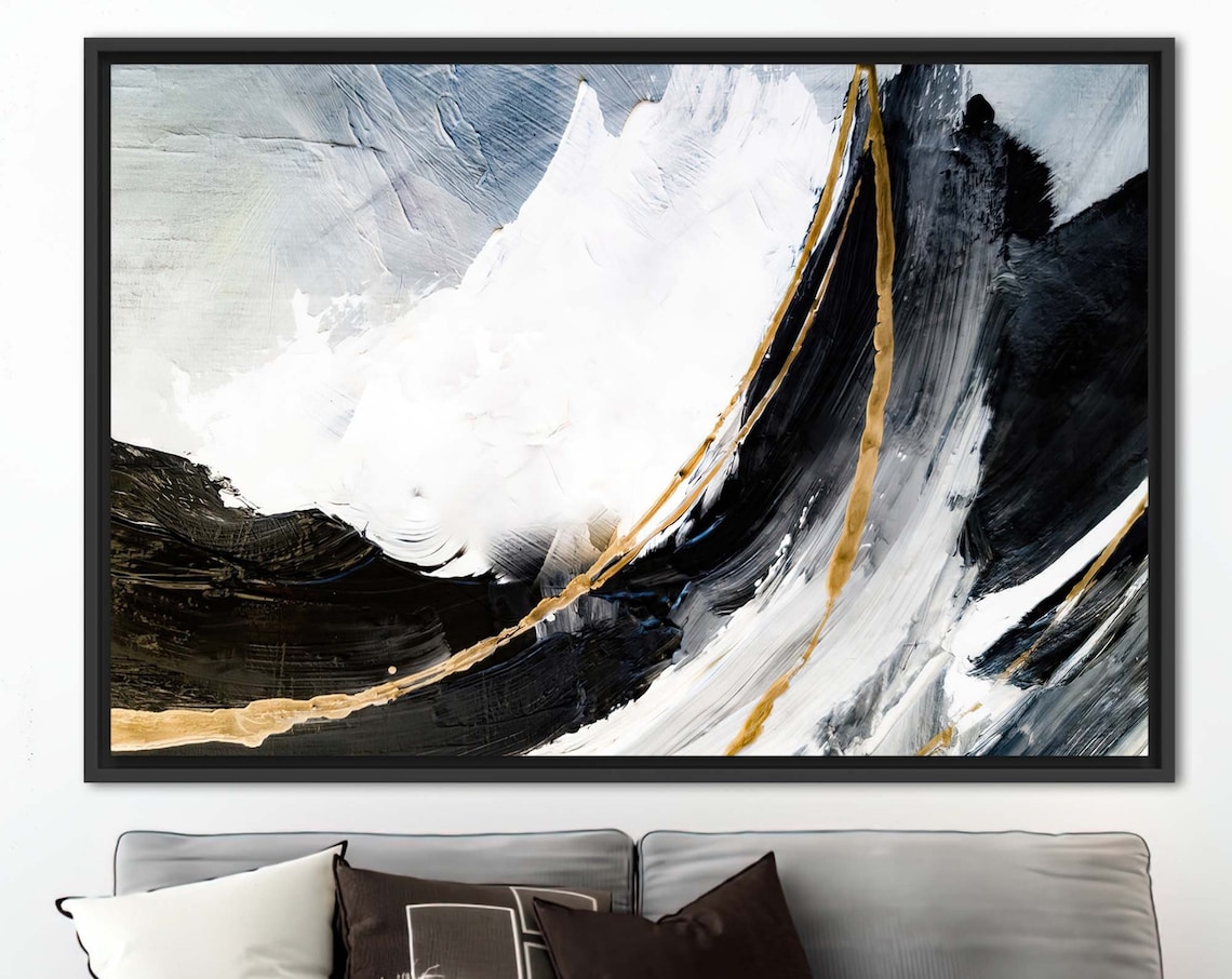 Black And Gold Painting, Modern Marble Art Print