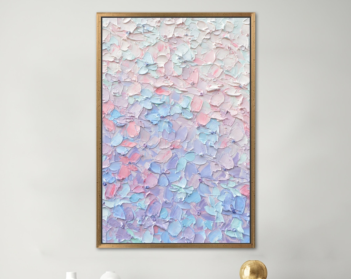 Purple Pink Impasto Petal Texture Soft Pastel Floral Abstract Poster