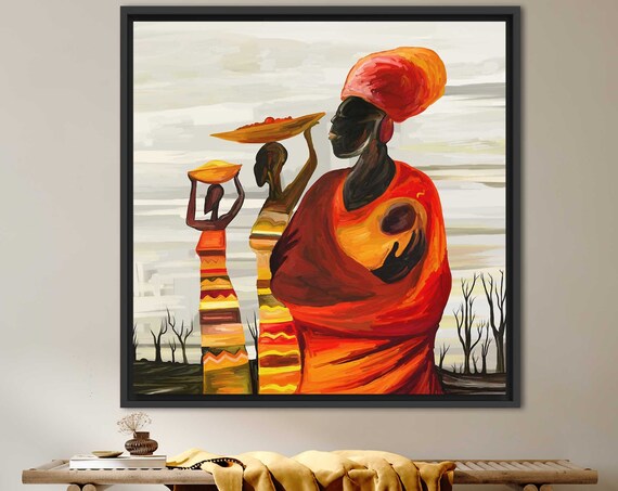 African Woman With Baby Abstract Black Art Print