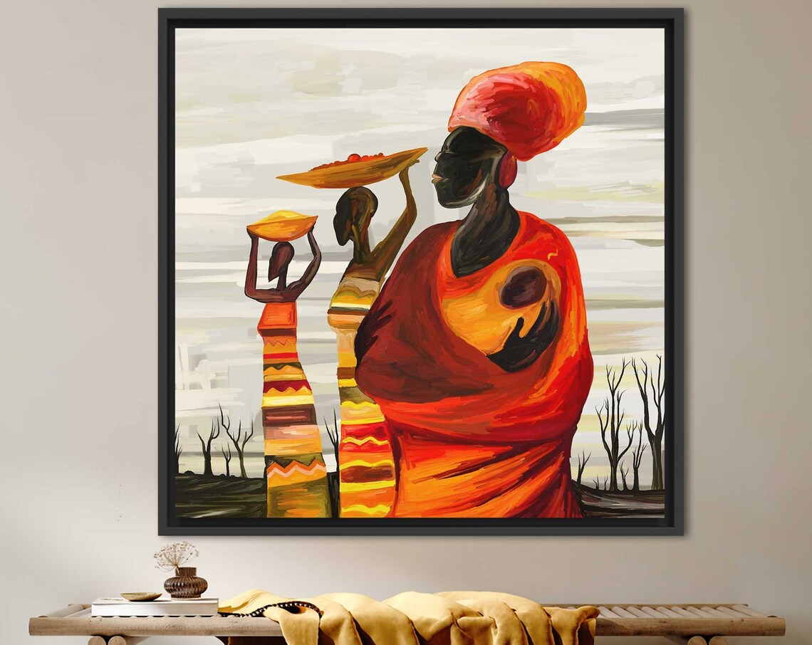 African Woman With Baby Abstract Black Art Print