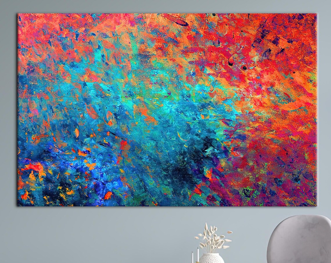 Orange Red Abstract Contemporary Poster Print