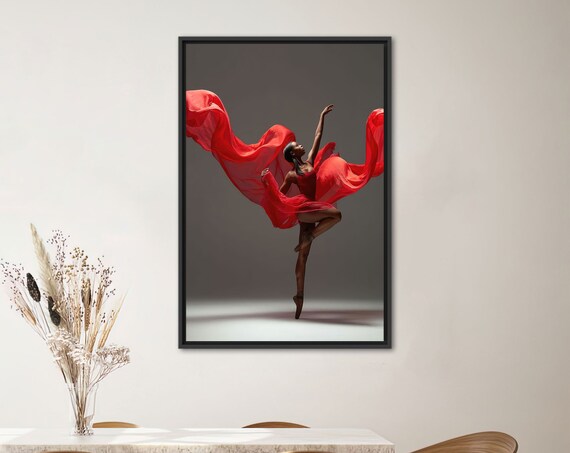 Modern Wall Decor African Woman Printed Ethnic Canvas Poster Gift For Her Black Ballerina Living Room Art Red
