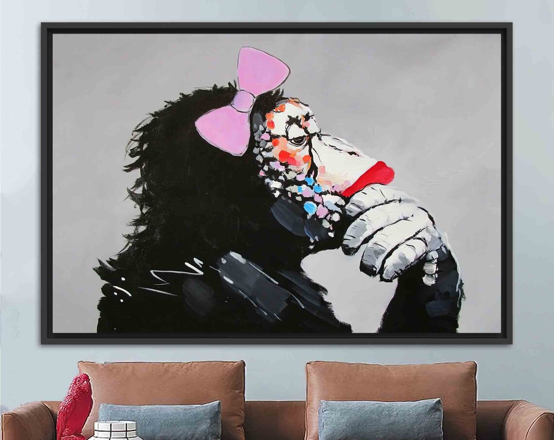 Thinking Woman Monkey Abstract Art Print