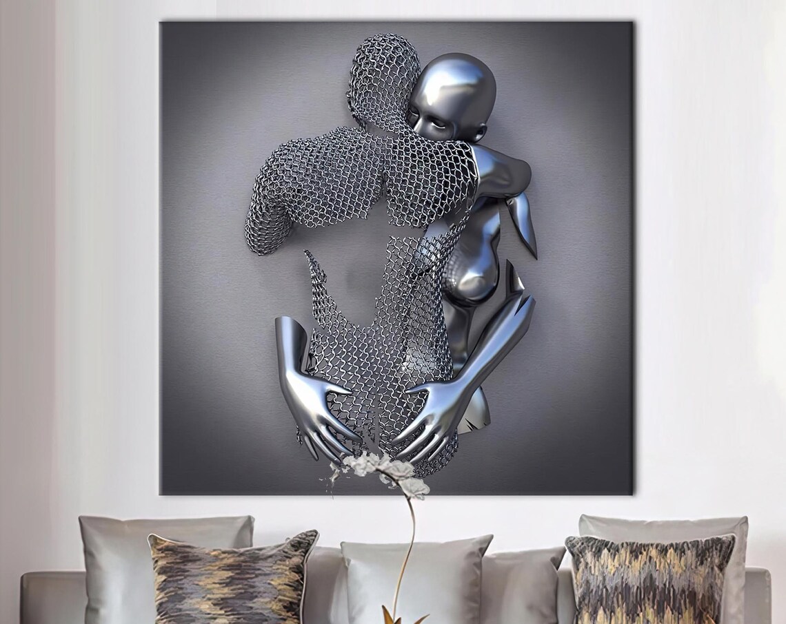 Hugging Couple Lover Gift, Romantic Wall Art Print