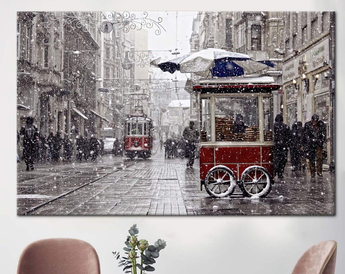 Istanbul Winter Landscape, Istiklal Street Travel Poster