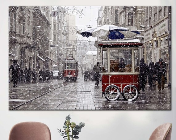 Istanbul Winter Landscape, Istiklal Street Travel Poster