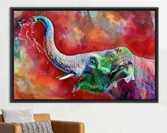 Abstract Elephant Wall Art Print, Colorful Animal