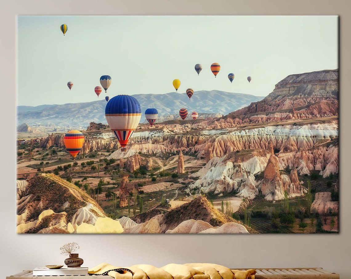 Hot Air Balloons Over Cappadocia Fairy Chimneys Travel Poster