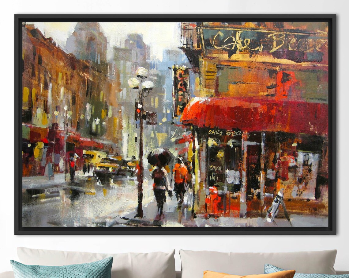 Rainy Day Poster, Abstract City Landscape Art Print
