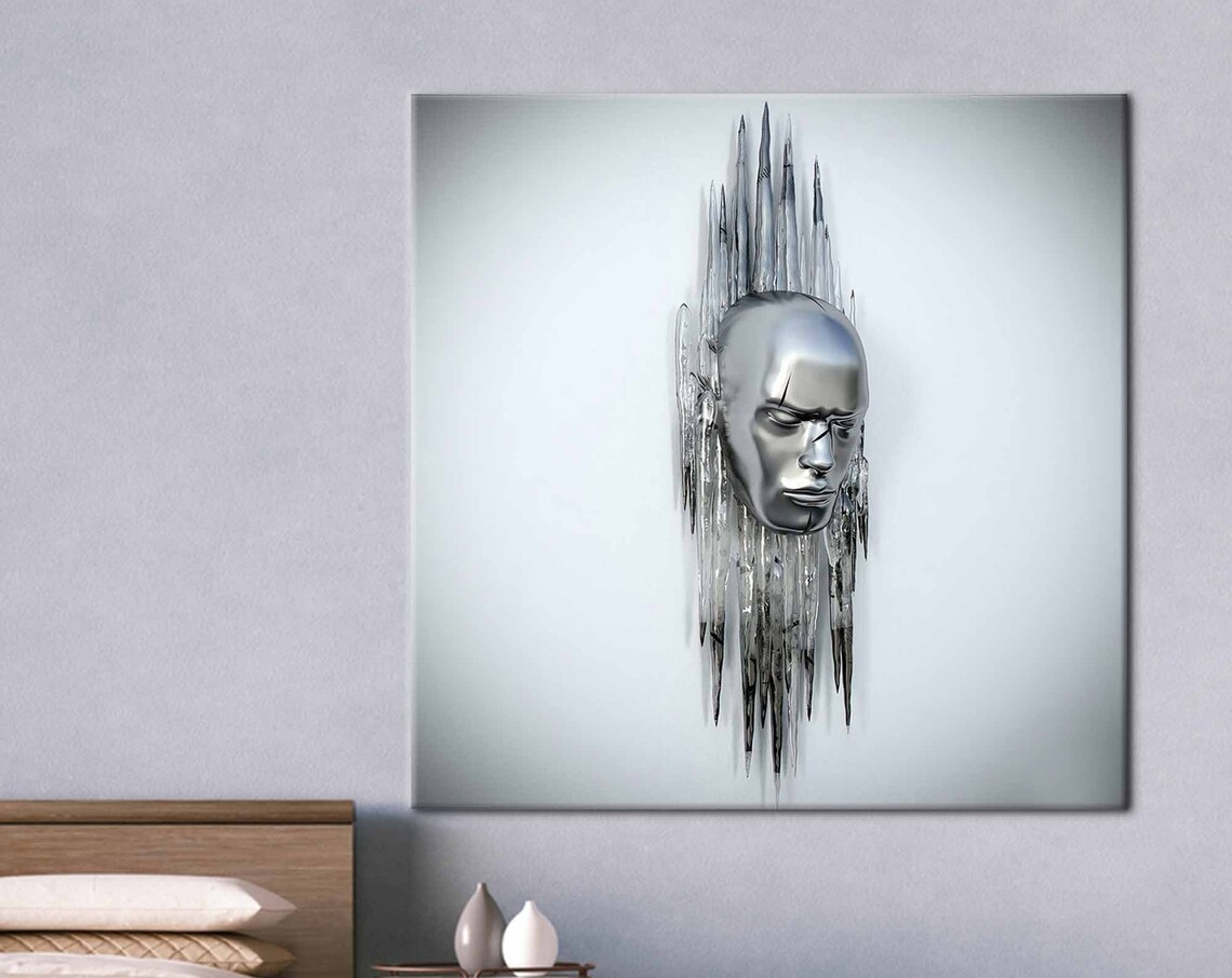 3D Effect Portrait Abstract Art Print, Modern