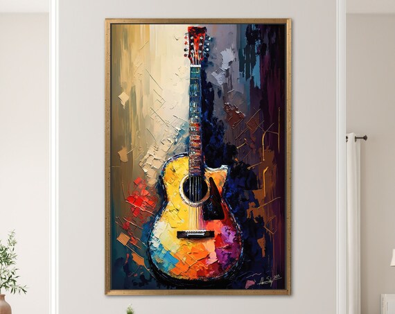 Modern Art Guitar Painting Print for Guitarist Decor