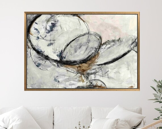 Black White Gray Abstract Swirls Neutral Modern Minimal Art Poster