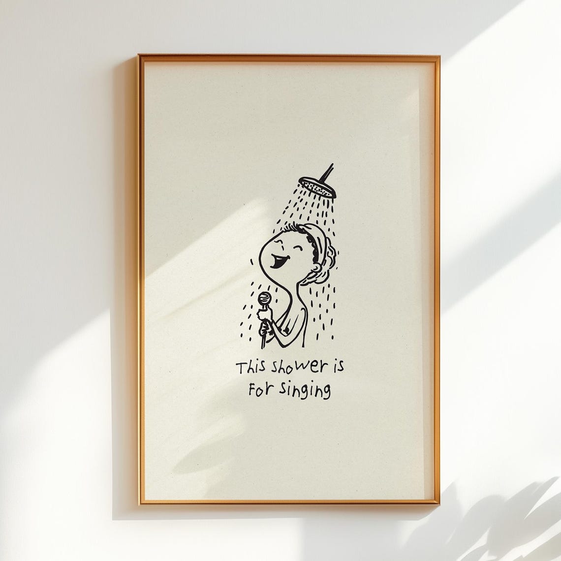 This Shower Is For Singing Funny Bathroom Hand Drawn Line Poster