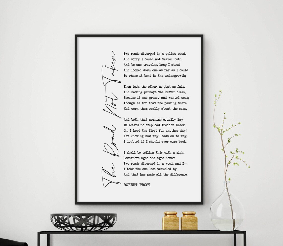 The Road Not Taken Robert Frost Poem Minimalist Literary Wall Poster - Image 2