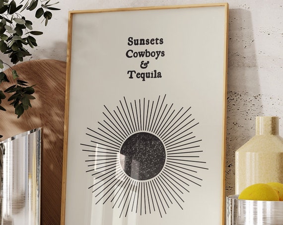 Cowboy Quote Print Minimalist Western Wall Art Vintage Sunset Poster Retro Cowboy Art Wild West Home Decor 1 Print