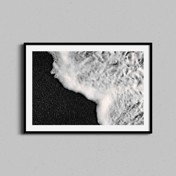 Abstract Beach Framed Wall Art Print Sea Foam Coastal Home Decor Ocean Waves Black And White Photography Housewarming Or Above Bed Photo
