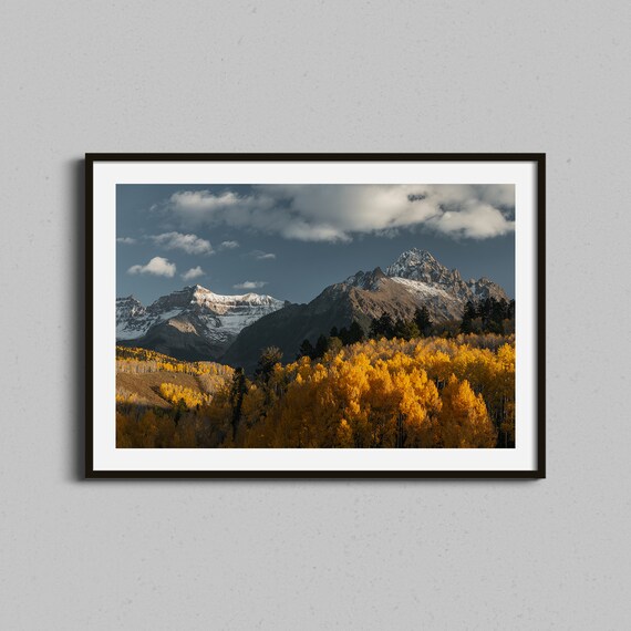 Colorado Autumn Golden Aspens Below Snowy Peaks Fine Art Photo Print