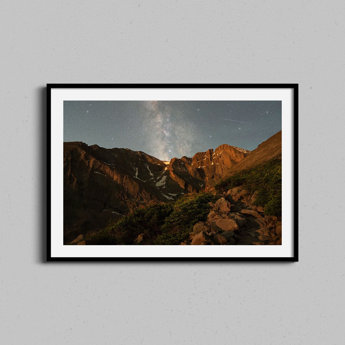 Longs Peak Colorado Milky Way Night Sky Mountain Photo Poster