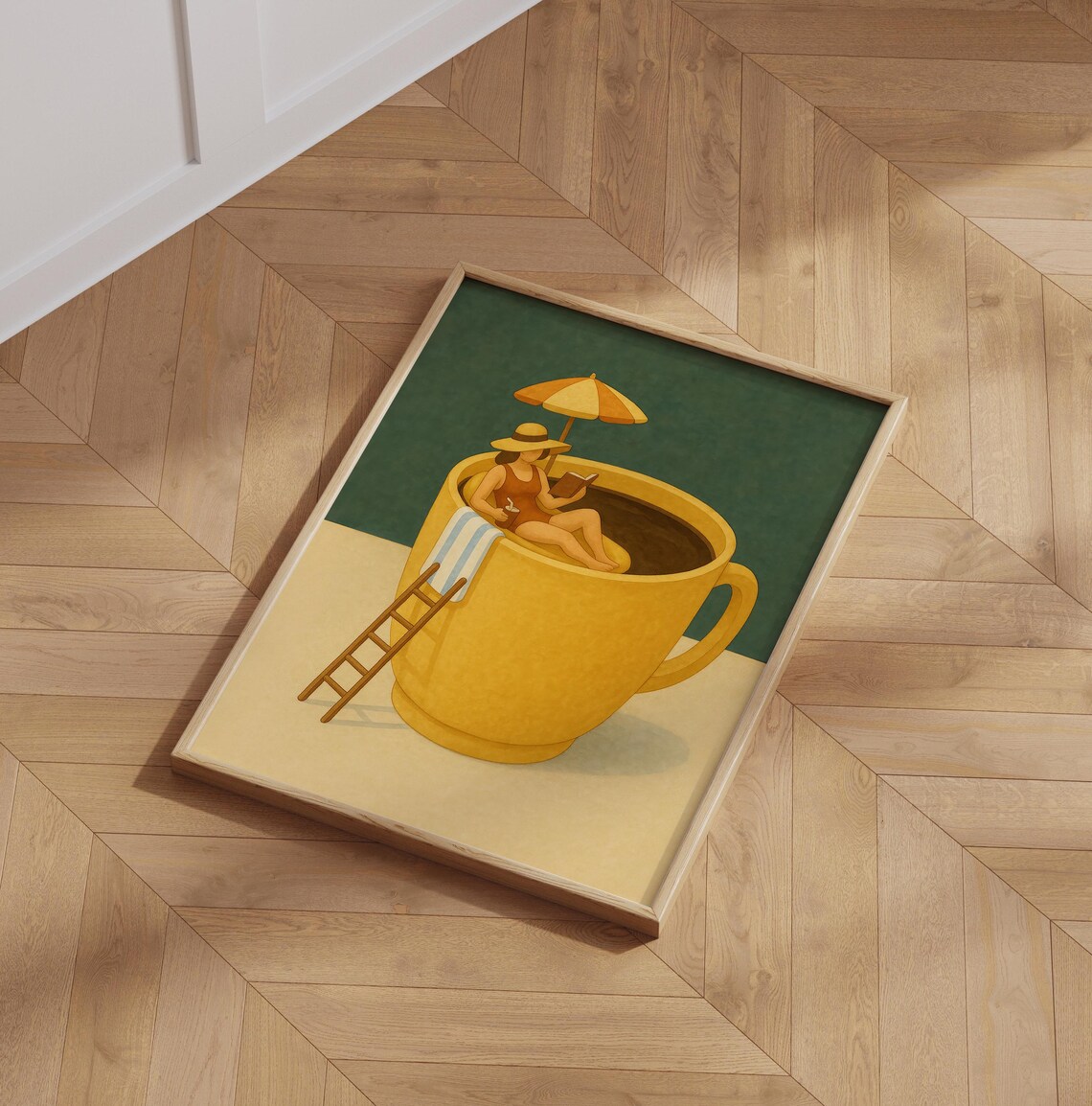 Coffee Lover Woman in Coffee Cup, Whimsical Poster - Image 6
