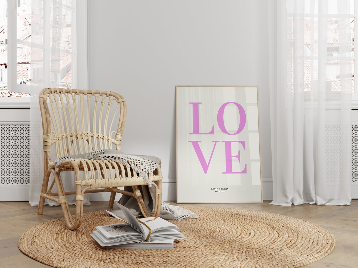 Custom Couple Names And Date, Personalized Love Print - Image 2