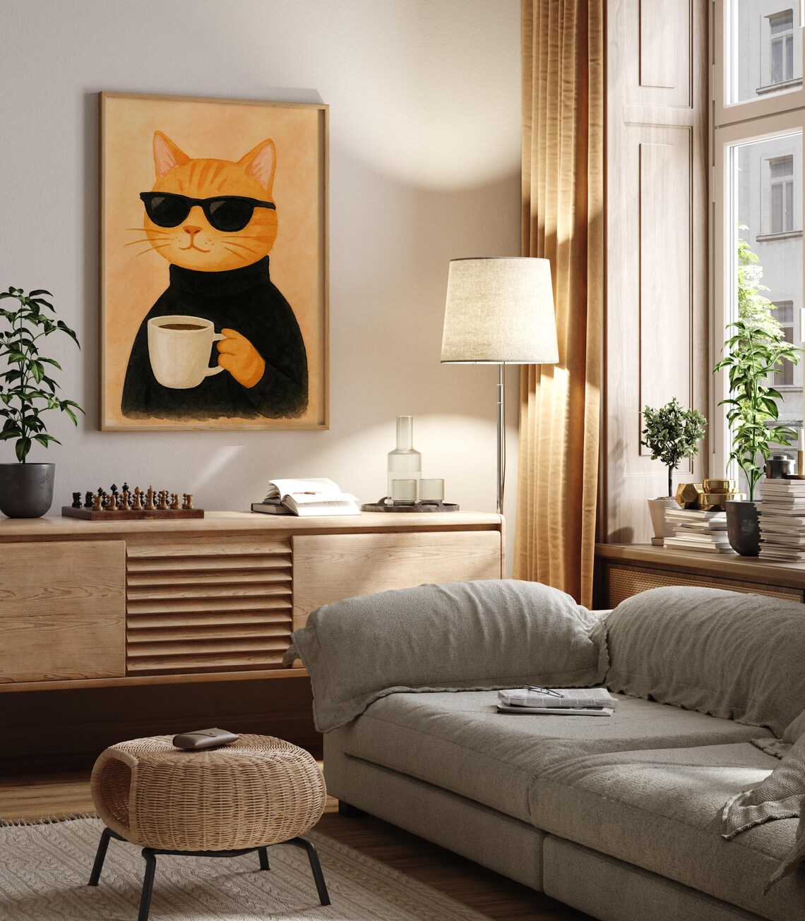 Cool Cat Coffee - Minimalist Cat Illustration - Image 3