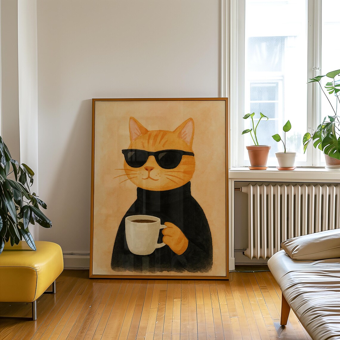 Cool Cat Coffee - Minimalist Cat Illustration - Image 5