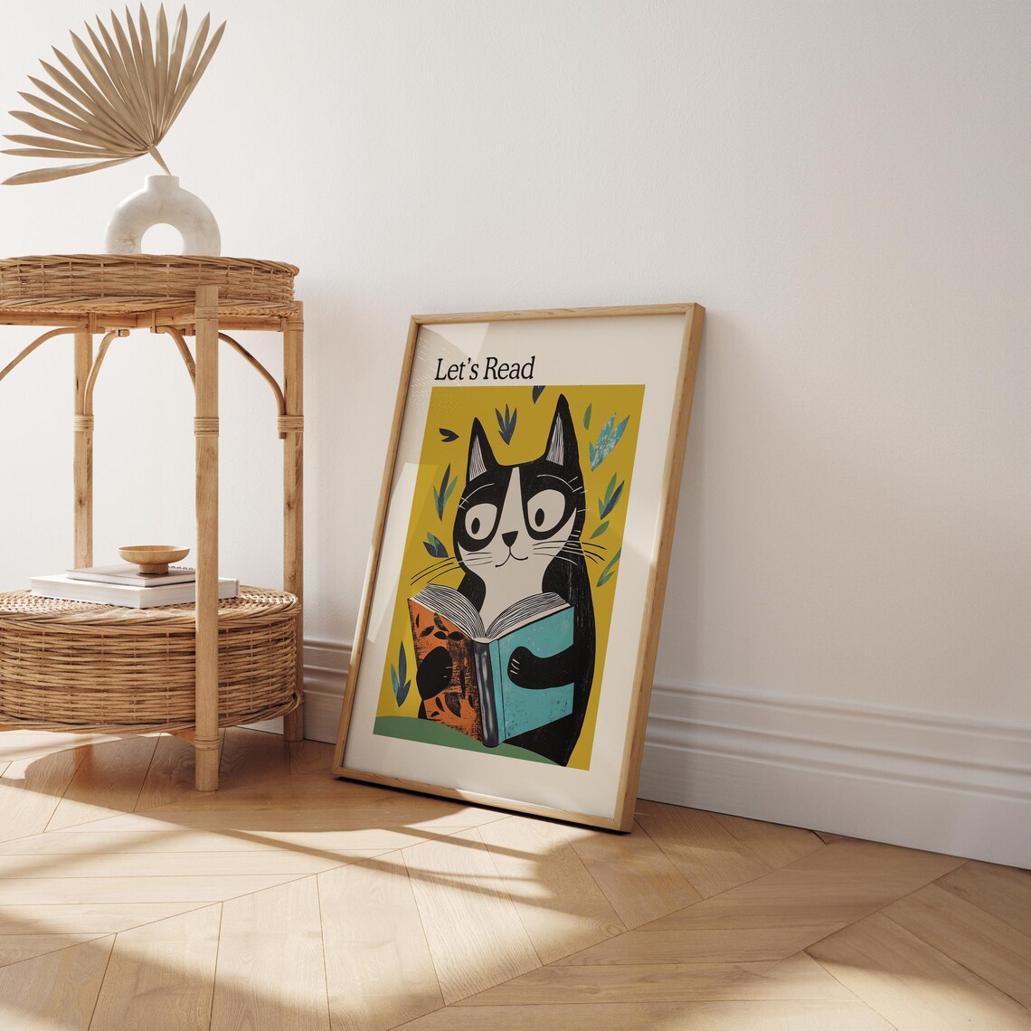 Kids Reading Poster, Retro Cat Reading Book - Image 5