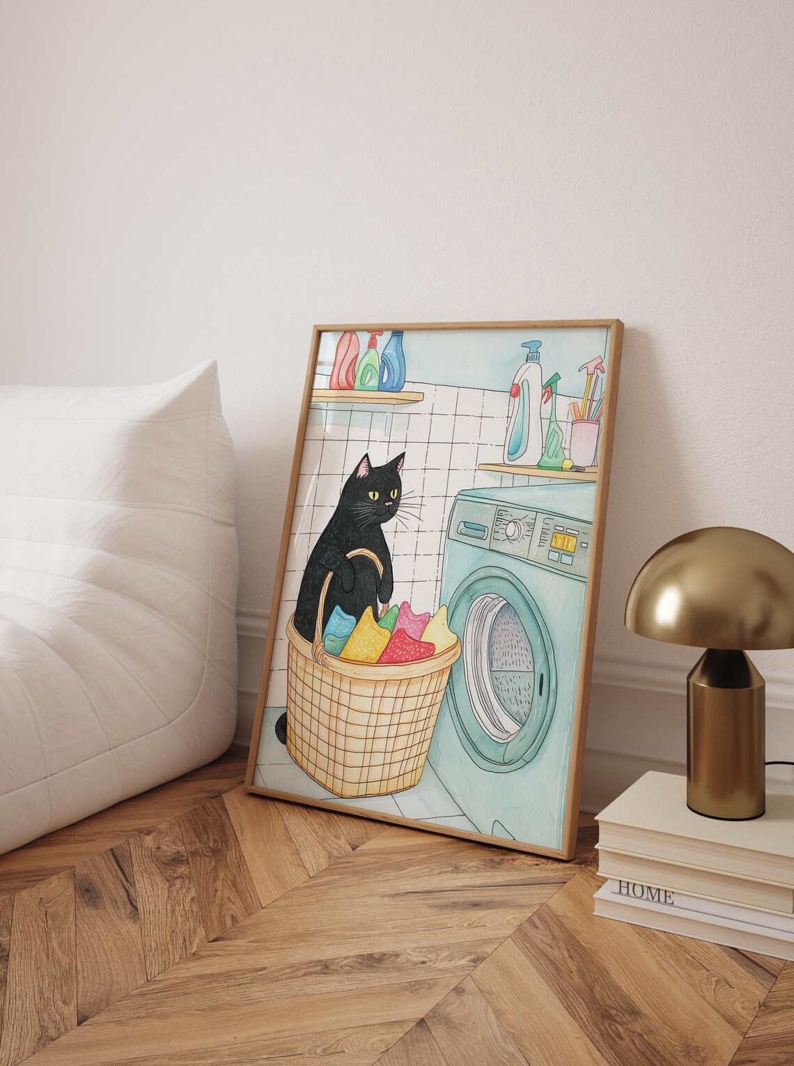 Black Cat Laundry Day Poster, Cute Laundry Decor - Image 3