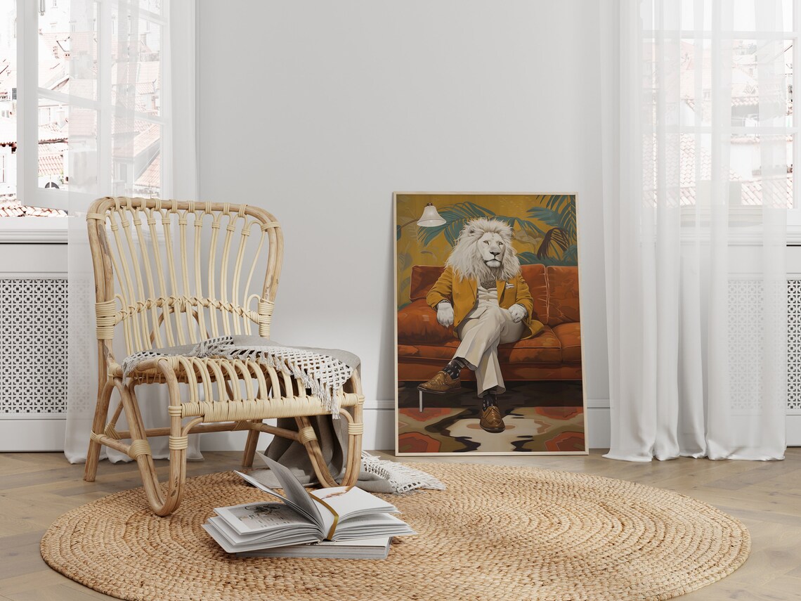 White Lion, Mid Century Modern Living Room Poster - Image 3