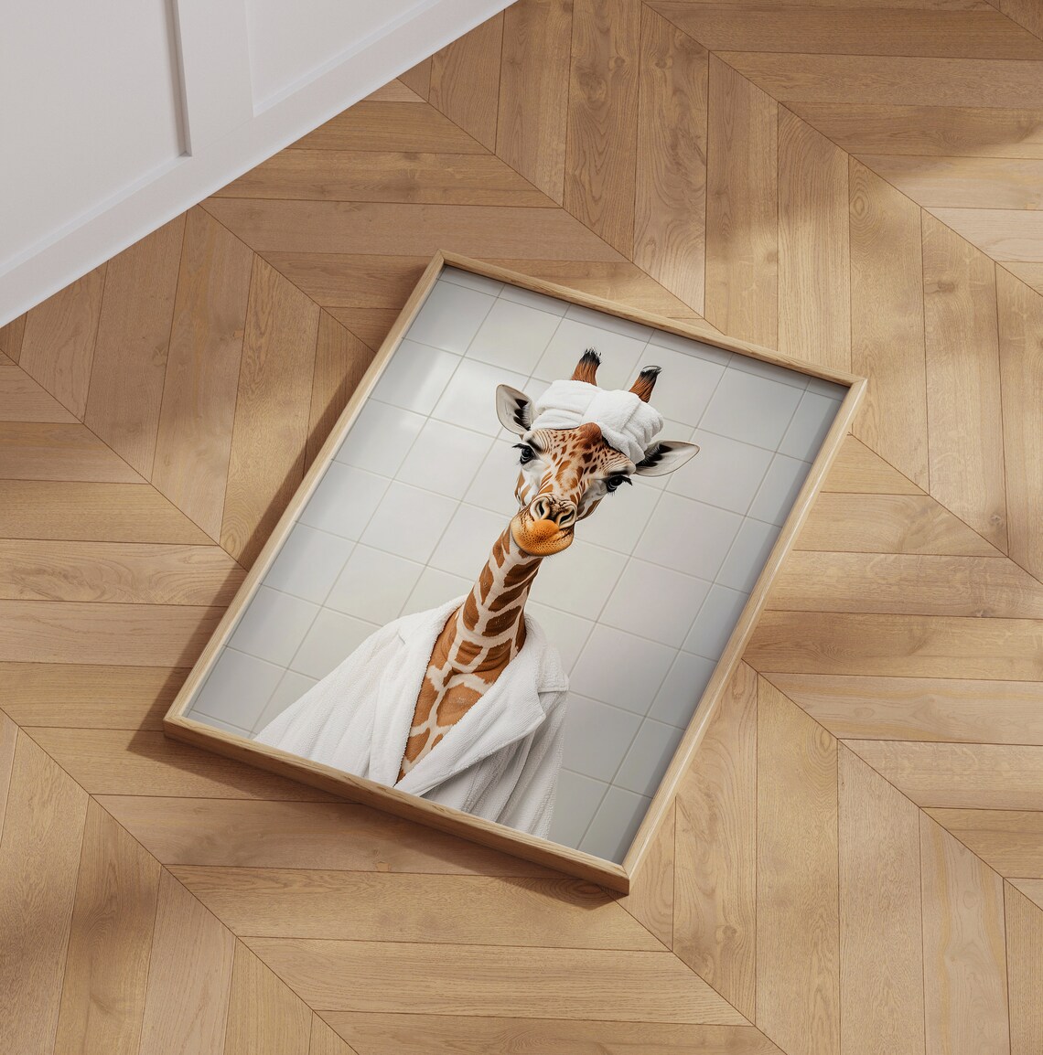 Funny Giraffe Bathroom Decor, Humorous Poster - Image 3