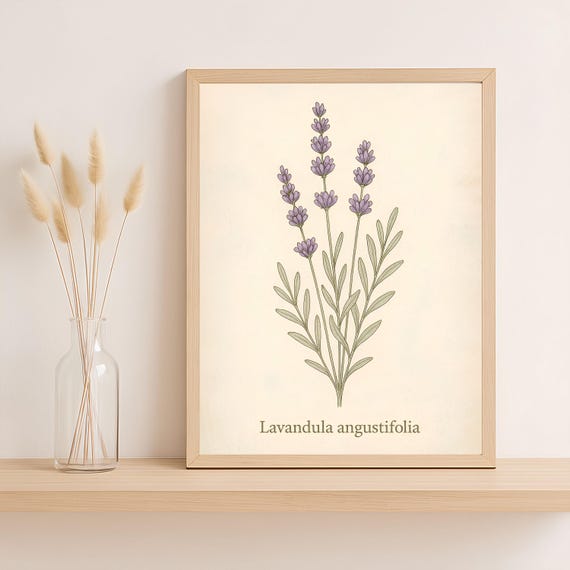 Lavender Botanical Print Vintage Lavandula Angustifolia Art Herbal Wall Decor Rustic Farmhouse Png Poster